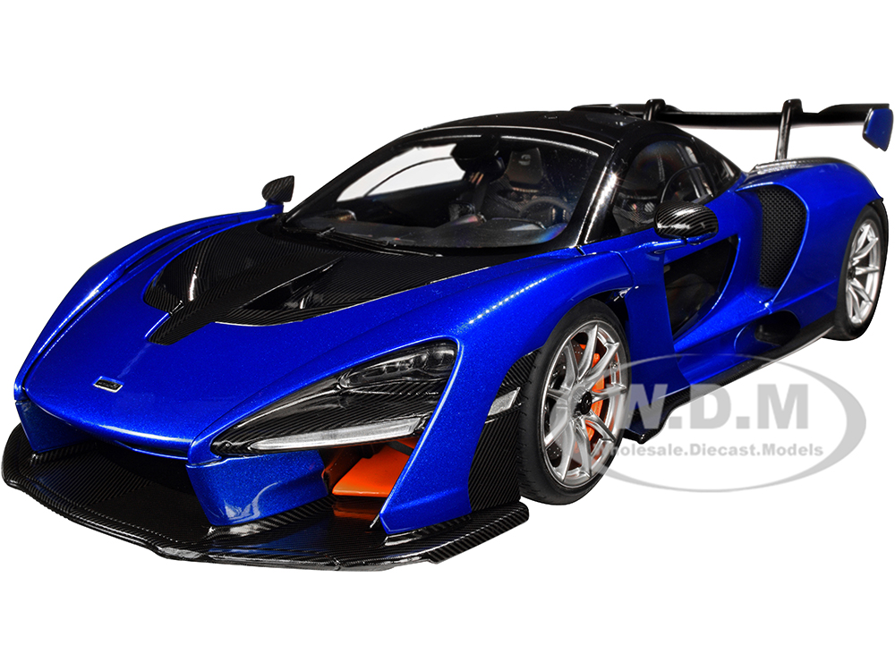 Mclaren Senna Trophy Kyanos Blue and Black with Carbon Accents 1/18 Model Car by Autoart