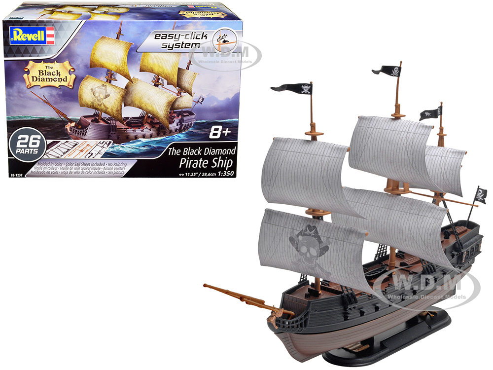 Level 2 Easy-Click Model Kit "The Black Diamond" Pirate Ship 1/350 Scale Model by Revell
