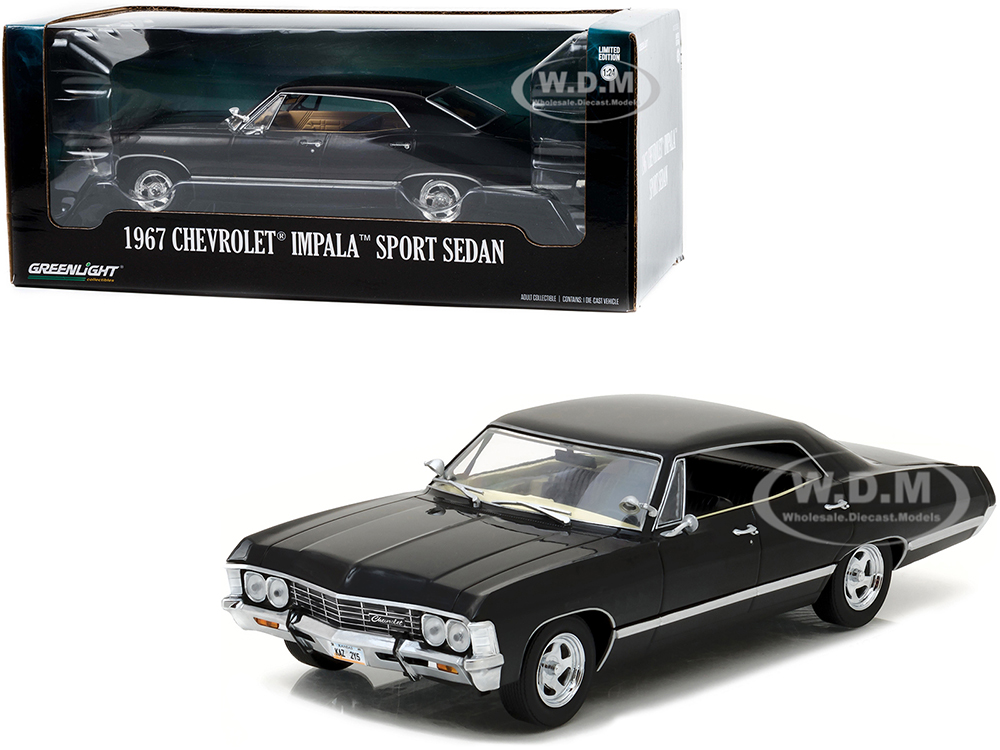 1967 Chevrolet Impala Sport Sedan Tuxedo Black 1/24 Diecast Model Car by Greenlight