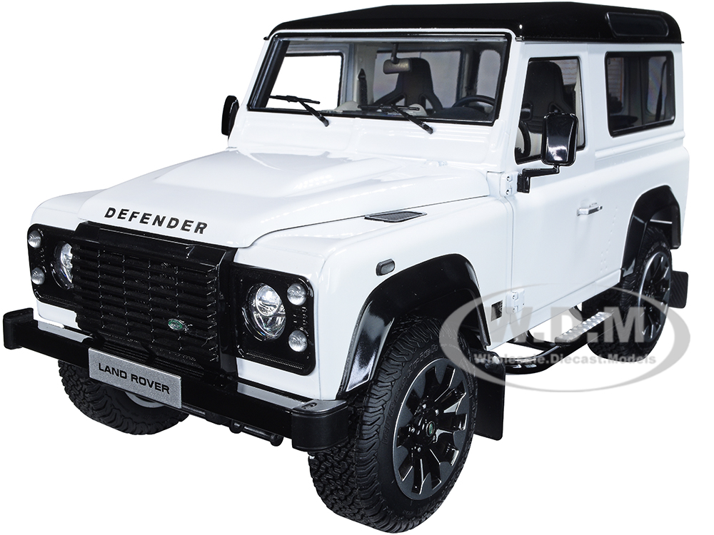Land Rover Defender 90 Works V8 White with Gloss Black Top "70th Edition" 1/18 Diecast Model Car by LCD Models