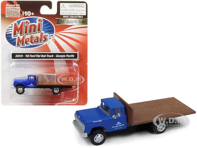 1960 Ford Flatbed Truck "georgia Pacific" Blue 1/87 (ho) Scale Model By Classic Metal Works