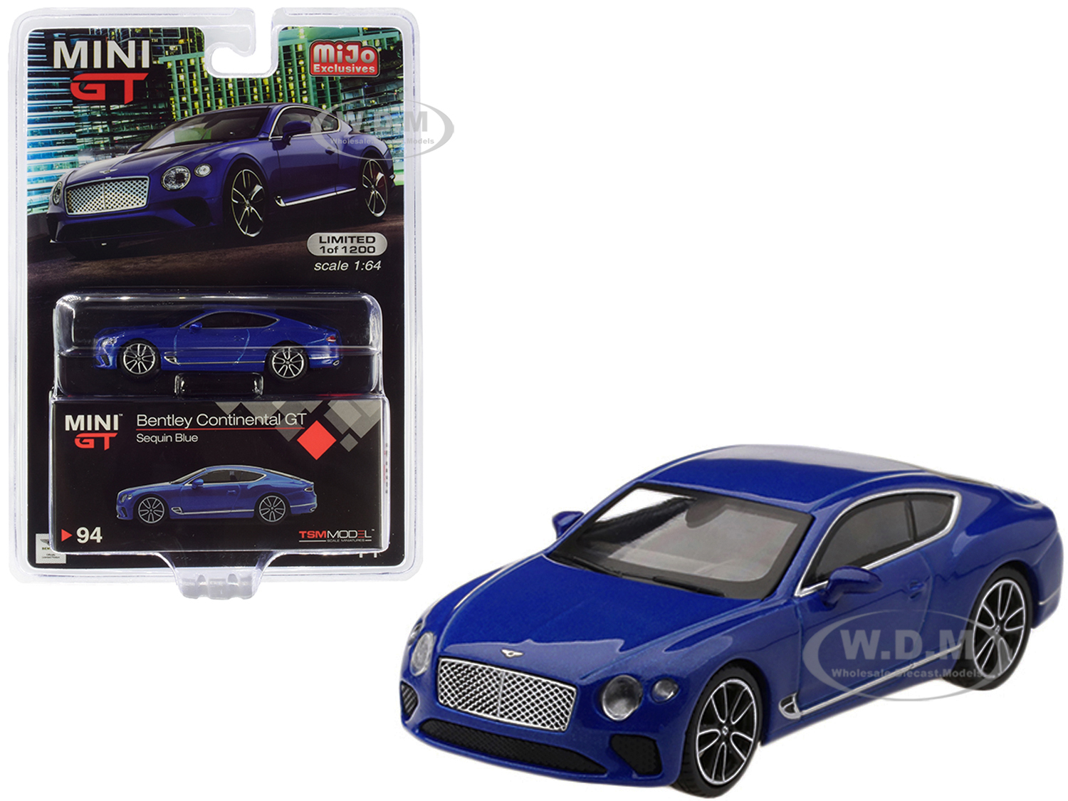 Image of 2018 Bentley Continental GT Sequin Blue Metallic Limited Edition to 1200 pieces Worldwide 1/64 Diecast Model Car by True Scale Miniatures
