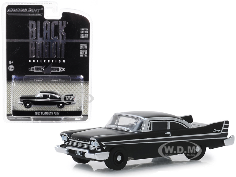 Image of 1957 Plymouth Fury "Black Bandit" Series 21 1/64 Diecast Model Car by Greenlight