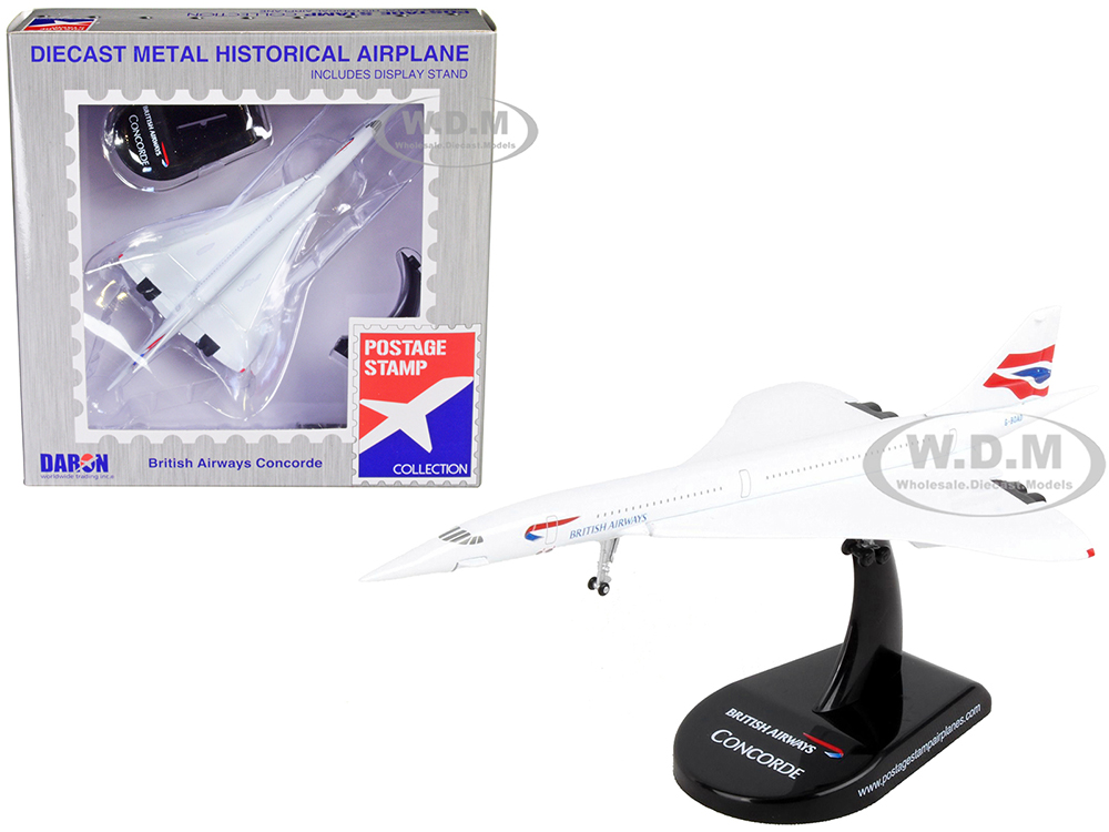 BAC Concorde Passenger Aircraft "British Airways" 1/350 Diecast Model Airplane by Postage Stamp