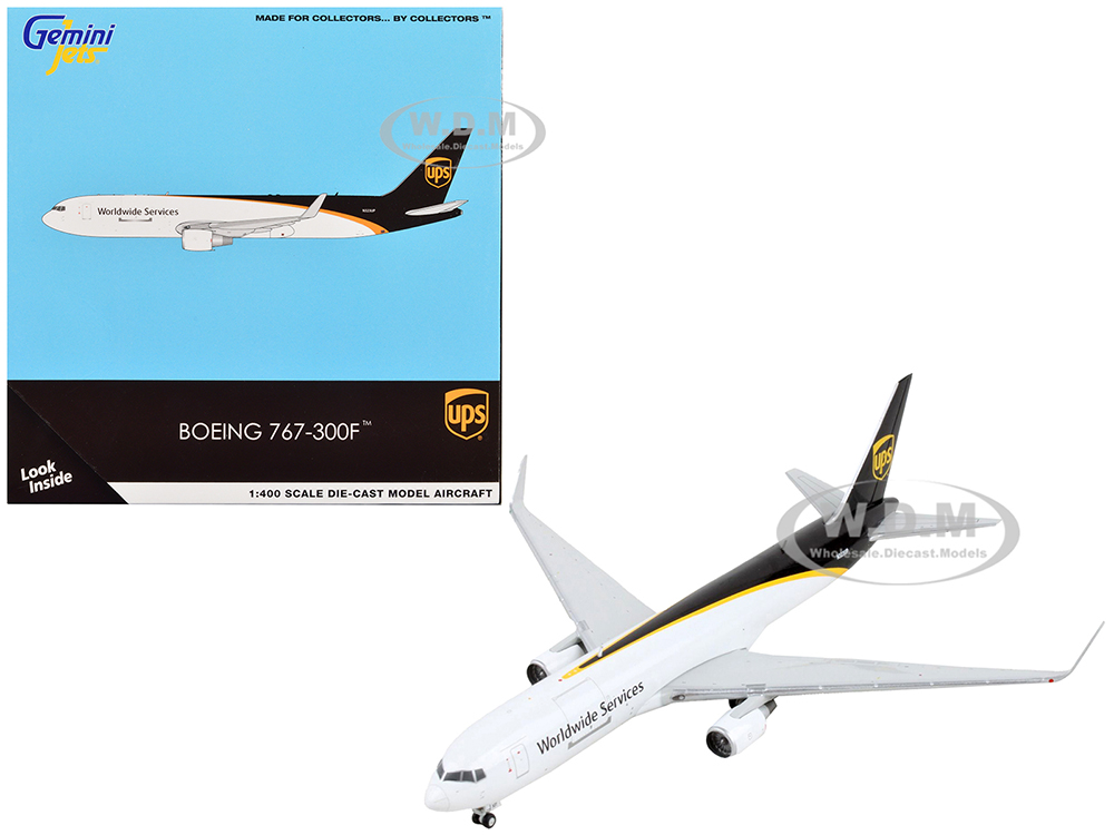 Boeing 767-300F Commercial Aircraft UPS Worldwide Services White with Dark Brown Tail 1/400 Diecast Model Airplane by GeminiJets
