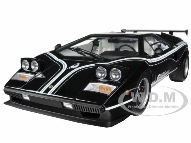 Lamborghini Countach LP500R Black with Stripes 1/12 Diecast Model Car by Kyosho