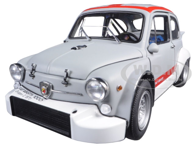 Image of Fiat Abarth 1000 TCR Matt Grey with Red Stripes 1/18 Diecast Model Car by AutoArt