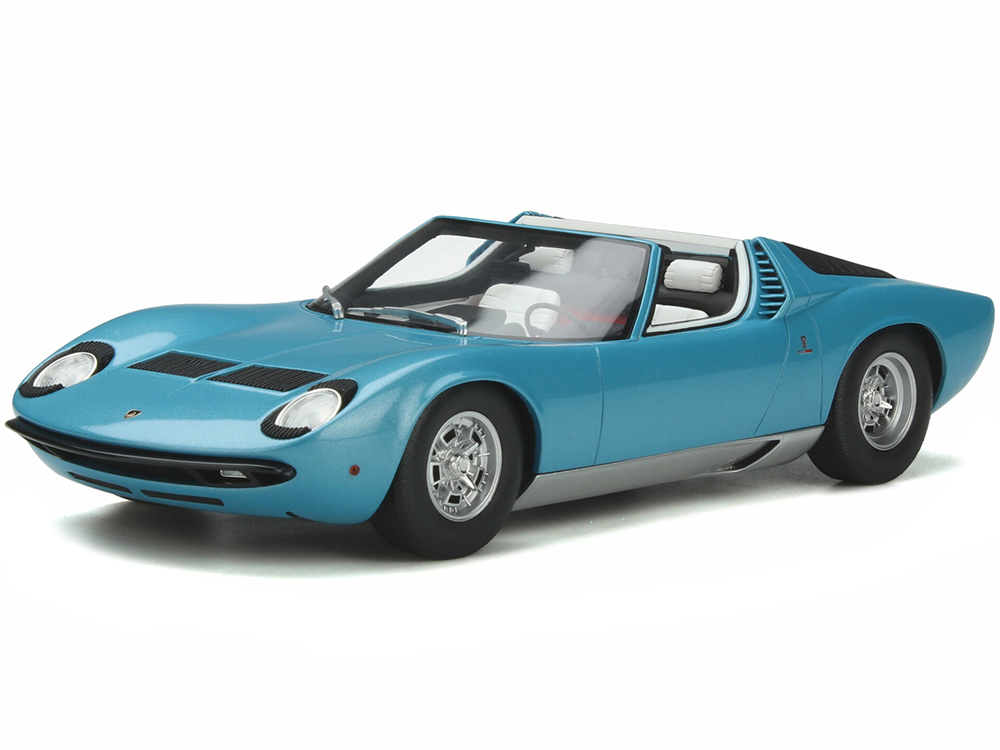1968 Lamborghini Miura Roadster Light Blue Metallic Limited Edition to 999 pieces Worldwide 1/18 Model Car by GT Spirit