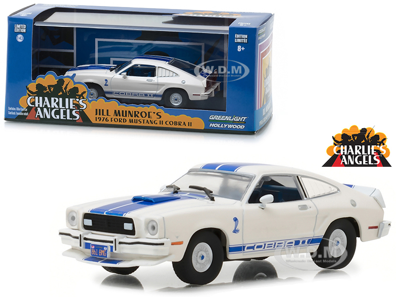 1976 Ford Mustang Cobra II White "Charlies Angels" (1976-1981) TV Series 1/43 Diecast Model Car  by Greenlight