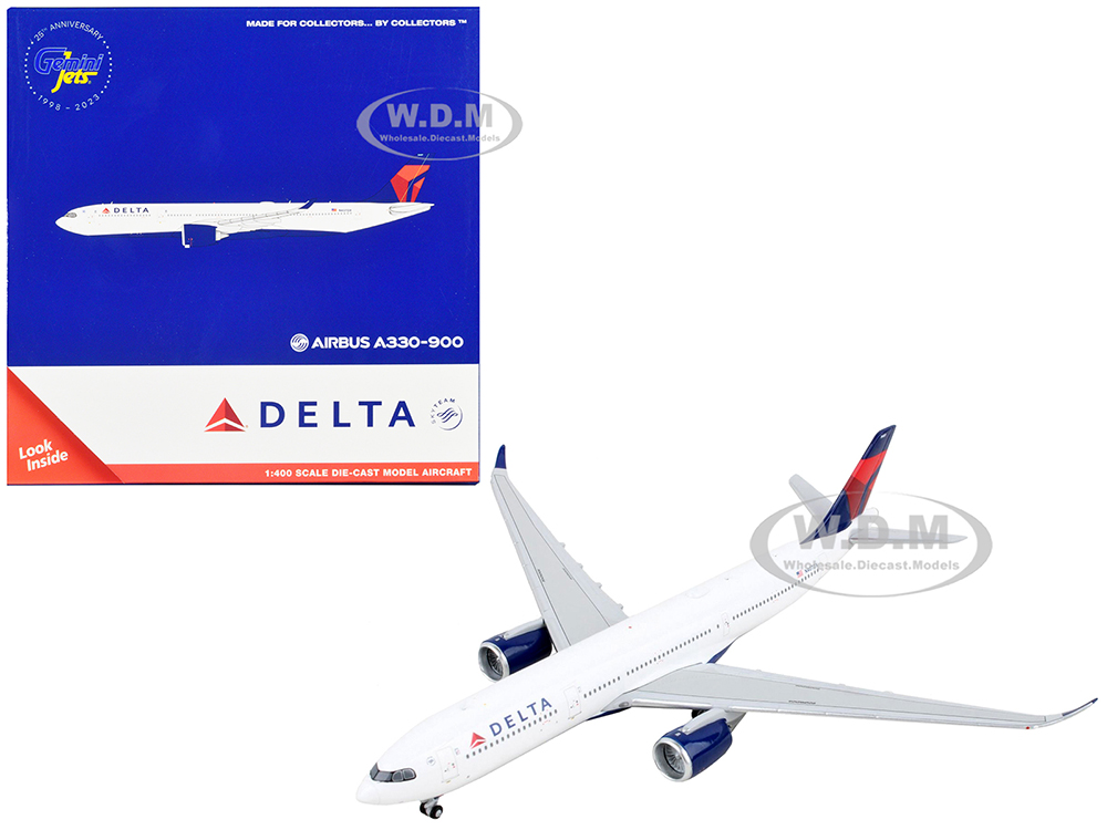 Airbus A330-900 Commercial Aircraft Delta Air Lines White with Blue Tail 1/400 Diecast Model Airplane by GeminiJets