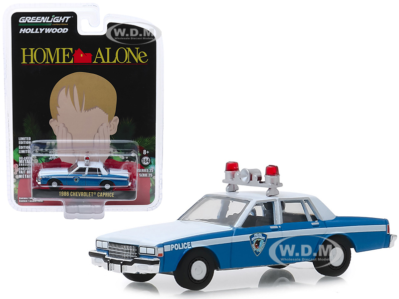 1986 Chevrolet Caprice Blue And White "wilmette Illinois Police" "home Alone" (1990) Movie "hollywood Series" Release 25 1/64 Diecast Model Car By Gr
