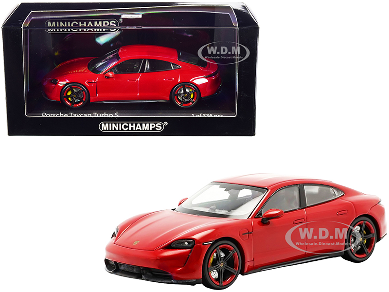 2020 Porsche Taycan Turbo S Red Limited Edition to 336 pieces Worldwide 1/43 Diecast Model Car by Minichamps