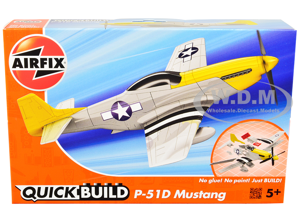 Skill 1 Model Kit P-51D- Mustang Snap Together Painted Plastic Model Airplane Kit by Airfix Quickbuild