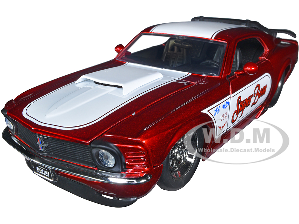 1970 Ford Mustang Boss 429 Candy Red with White Stripes "Super Boss" "Bigtime Muscle" Series 1/24 Diecast Model Car by Jada