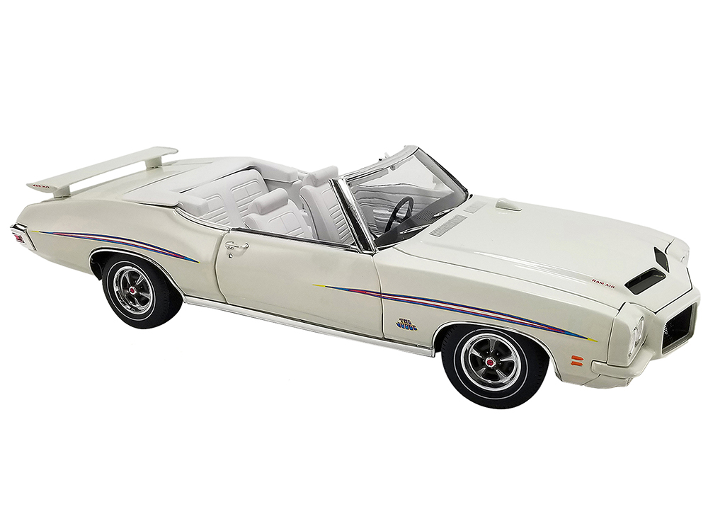 1971 Pontiac GTO Judge Convertible White with Graphics and White Interior 