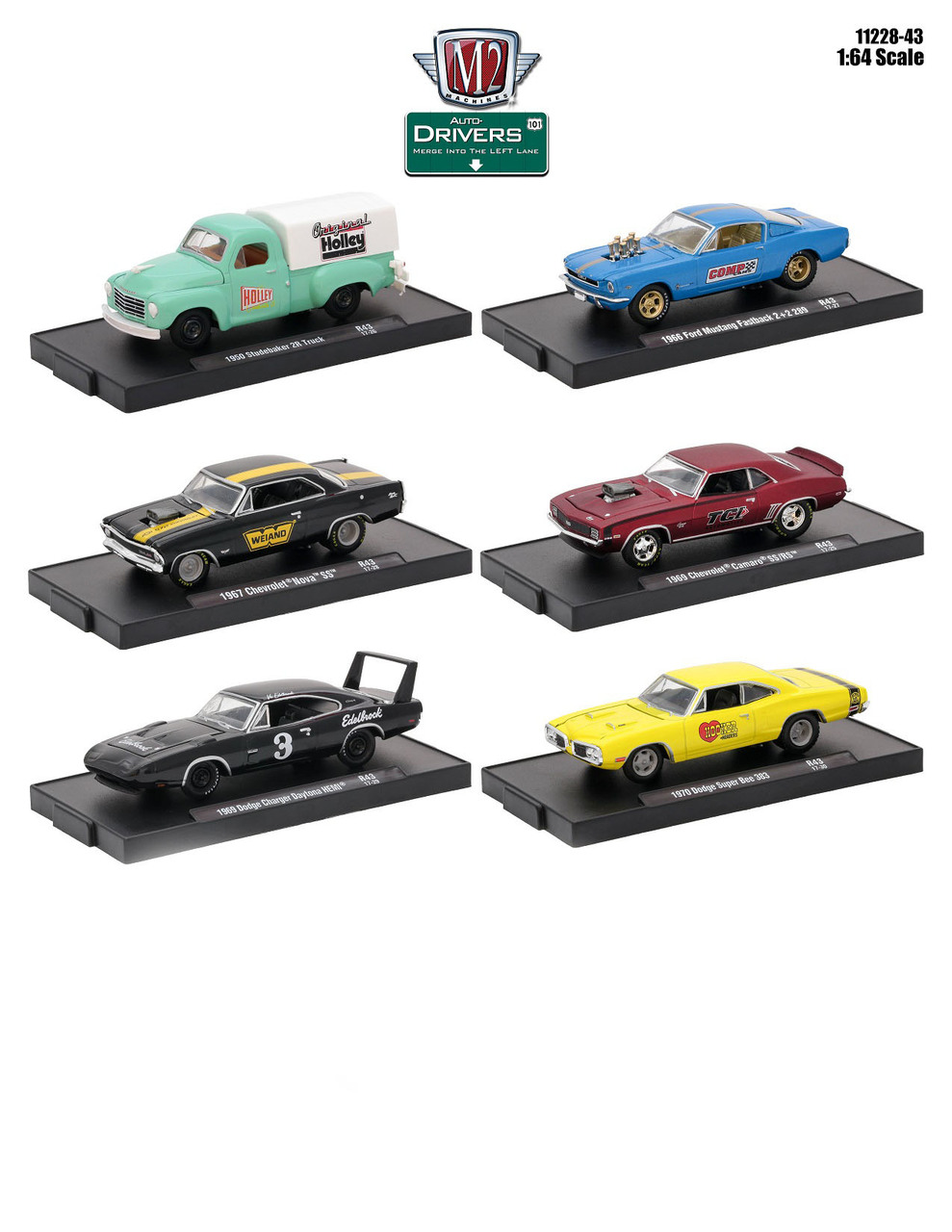 Drivers 6 Cars Set Release 43 In Blister Packs 1/64 Diecast Model Cars By M2 Machines