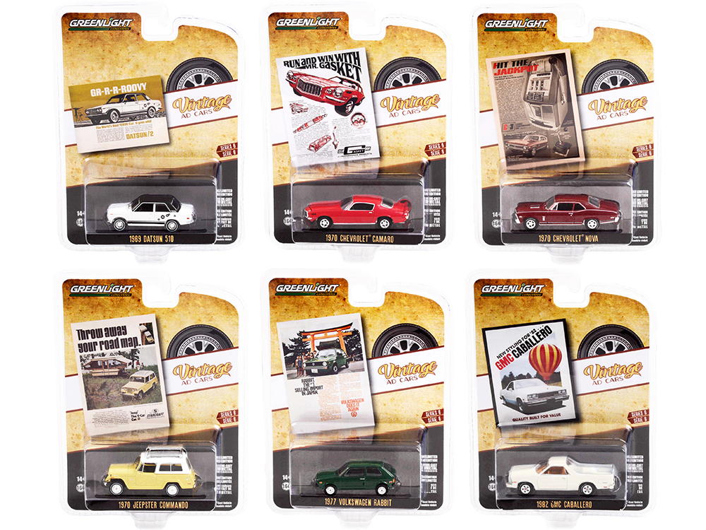 "Vintage Ad Cars" Set of 6 pieces Series 6 1/64 Diecast Model Cars by Greenlight