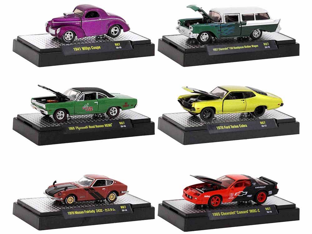 Auto Meets Set of 6 Cars IN DISPLAY CASES Release 67 Limited Edition 1/64 Diecast Model Cars by M2 Machines