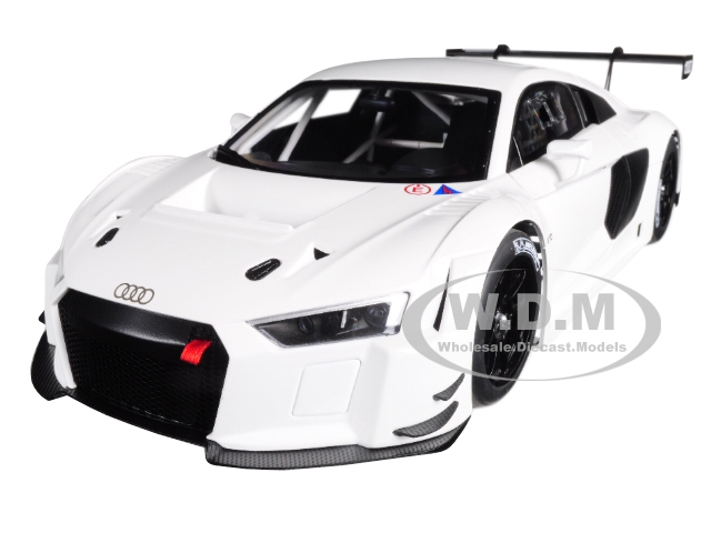 Audi R8 FIA GT GT3 Plain Color Version White with Black Wheels 1/18 Model Car by Autoart