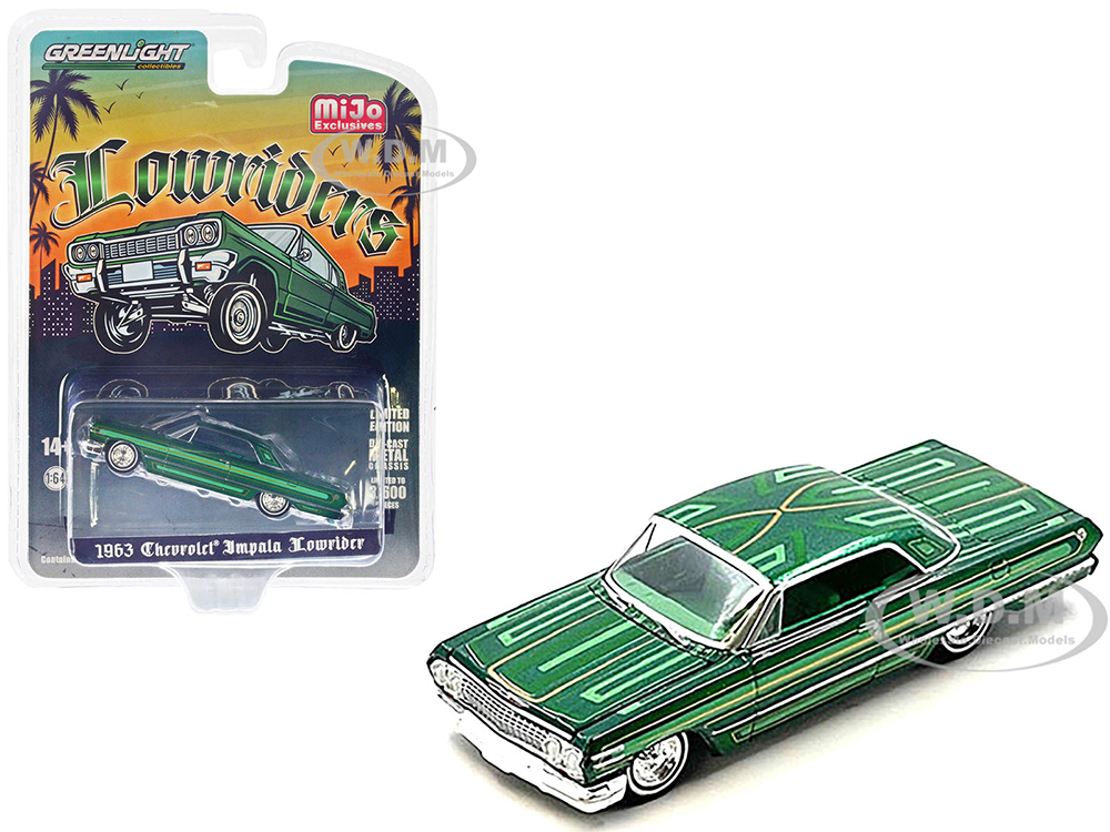 1963 Chevrolet Impala Lowrider Green Metallic with Graphics and Green Interior 