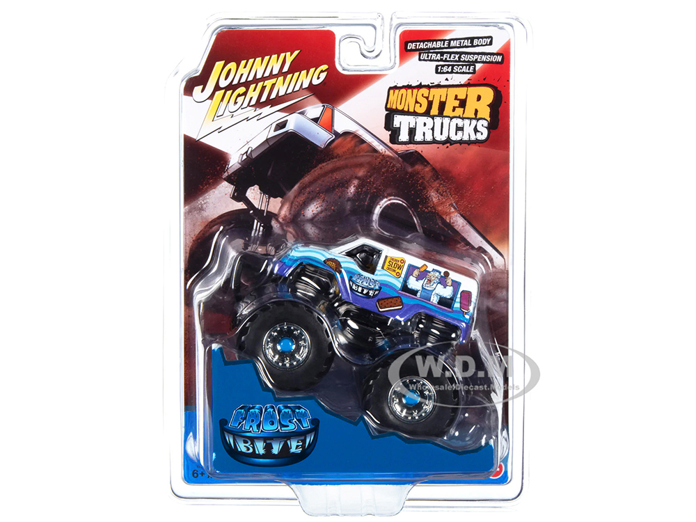 Frost Bite Monster Truck I Scream You Scream with Black Wheels and Driver Figure Monster Trucks Series 1/64 Diecast Model by Johnny Lightning