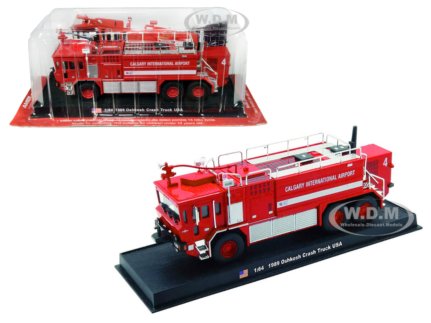Image of 1989 Oshkosh Crash Fire Engine "Calgary International Airport" (Calgary Alberta Canada) 1/64 Diecast Model by Amercom