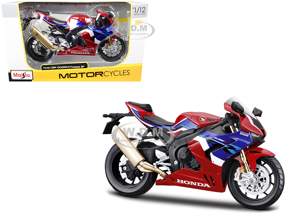 Honda CBR 1000RR-R Fireblade SP Red with Blue and White Stripes 1/12 Diecast Motorcycle Model by Maisto