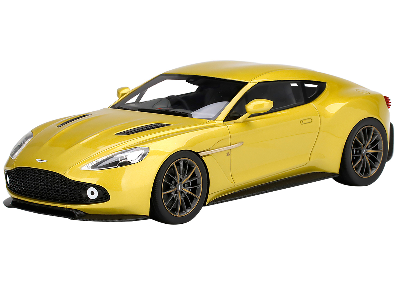 Aston Martin Vanquish Zagato RHD (Right Hand Drive) Cosmopolitan Yellow Metallic 1/18 Model Car by Top Speed
