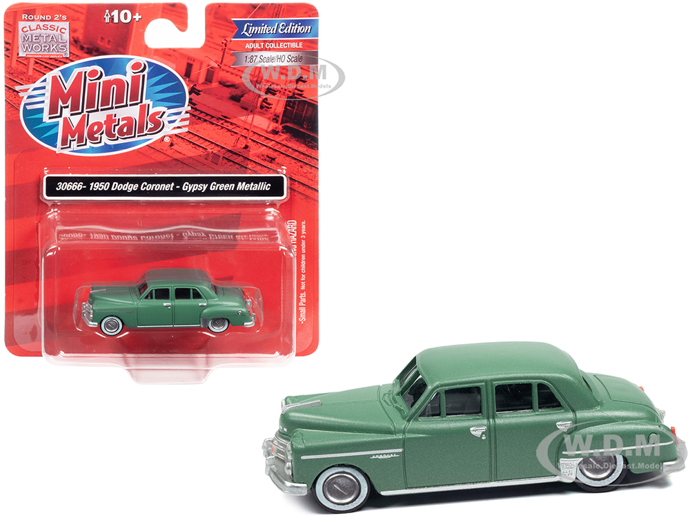 1950 Dodge Coronet Gypsy Green Metallic 1/87 (HO) Scale Model Car by Classic Metal Works