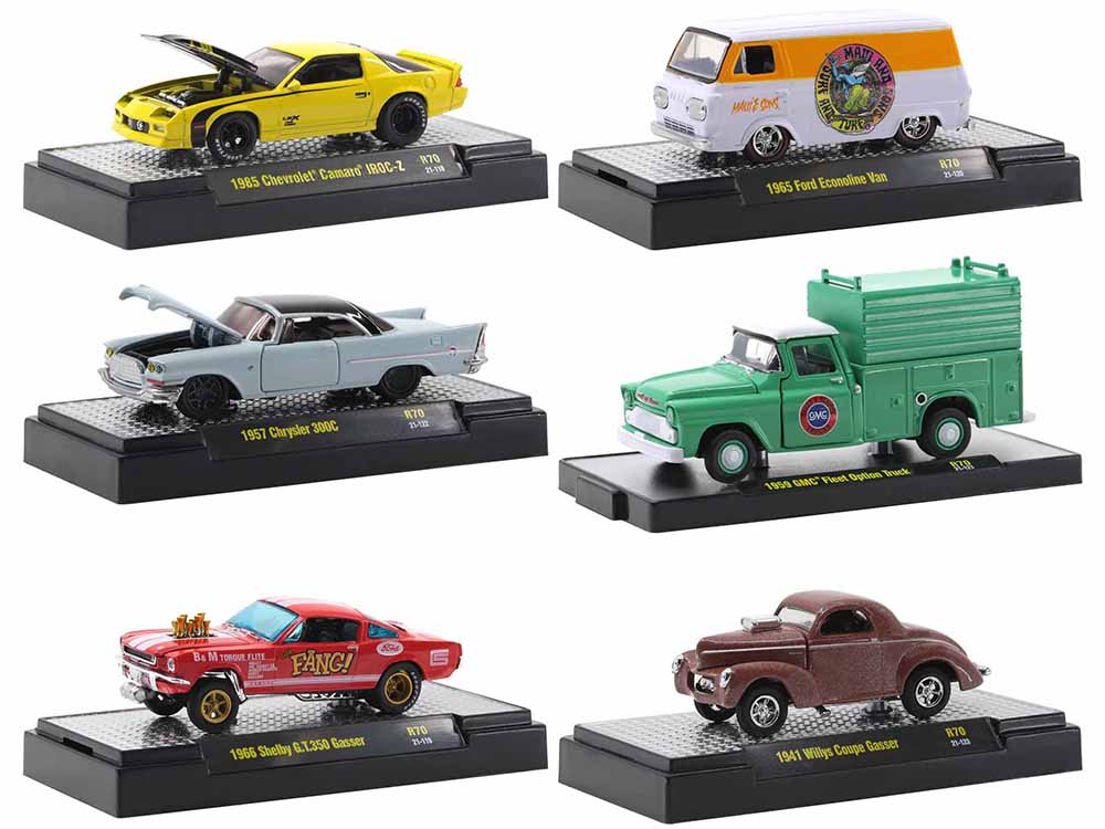 "Auto-Thentics" 6 piece Set Release 70 IN DISPLAY CASES Limited Edition to 9600 pieces Worldwide 1/64 Diecast Model Cars by M2 Machines