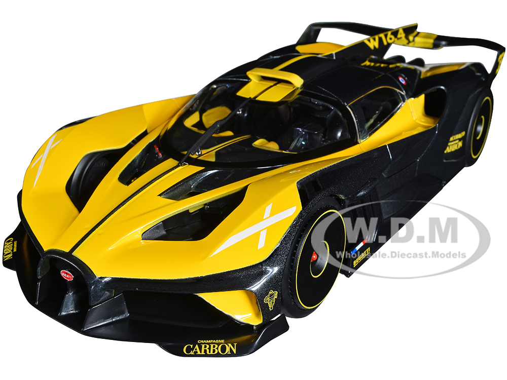 Bugatti Bolide Yellow and Carbon Gray 1/18 Diecast Model Car by Bburago