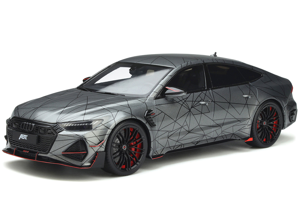 Audi ABT RS7-R (4K) Daytona Gray Metallic with Graphics Limited Edition to 999 pieces Worldwide 1/18 Model Car by GT Spirit