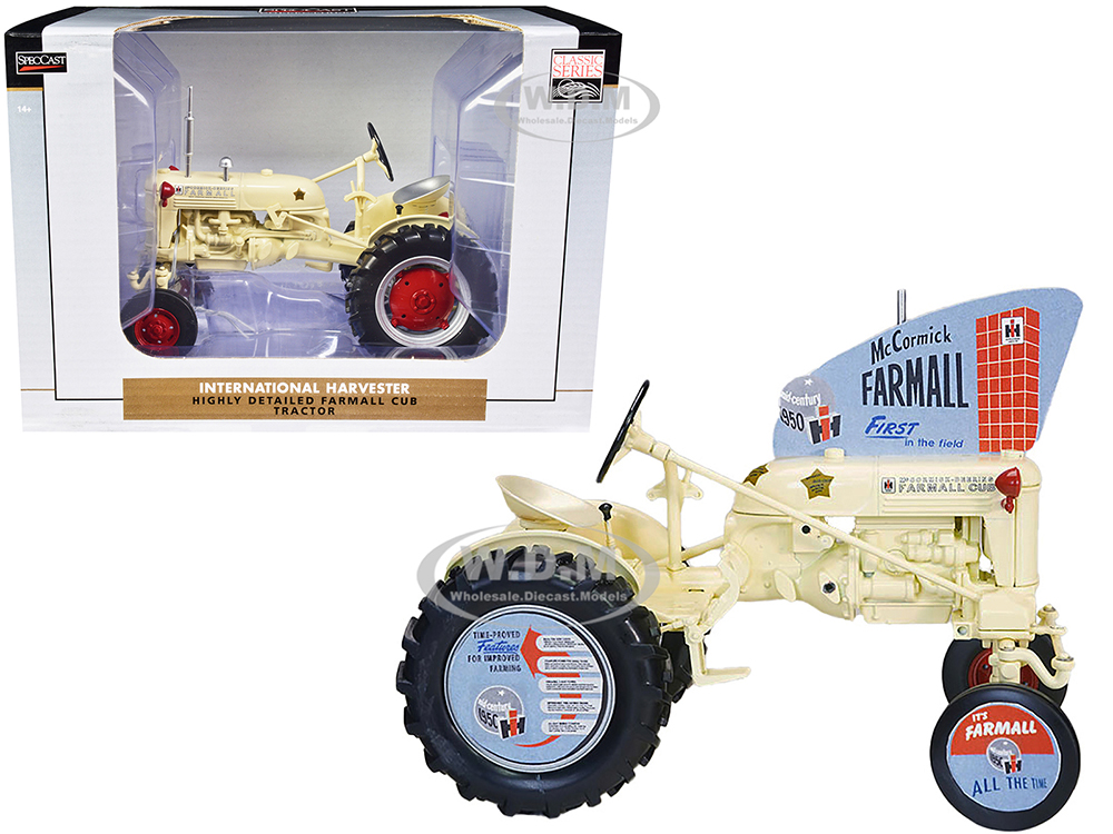 International Harvester Farmall Cub Demonstrator Tractor Cream Classic Series 1/16 Diecast Model by Speccast