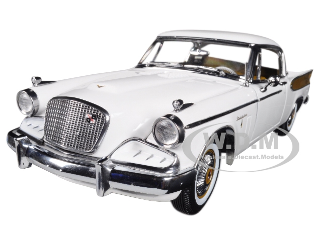 Image of 1957 Studebaker Golden Hawk Arctic White 1/18 Diecast Car Model by Sunstar