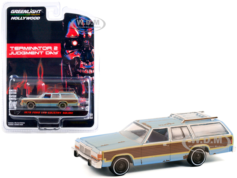 1979 Ford LTD Country Squire Light Blue with Woodgrain Sides (Weathered) 
