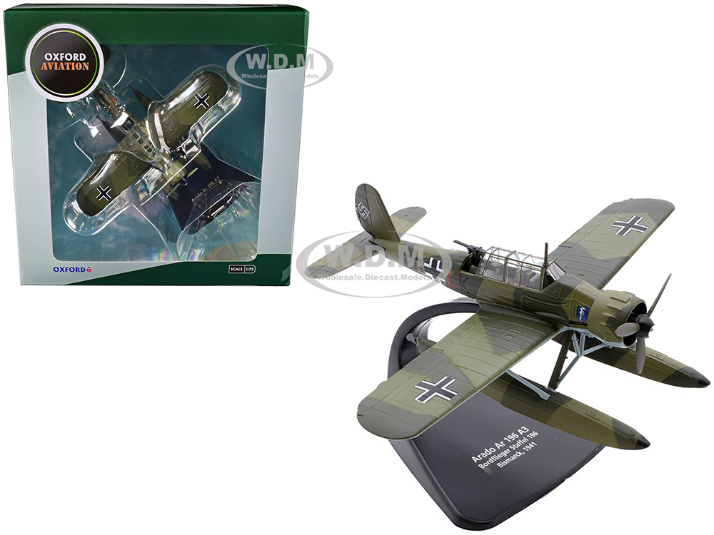Arado Ar 196 A3 War Plane Bordflieger Staffel 196 Bismarck (1941) "Oxford Aviation" Series 1/72 Diecast Model Airplane by Oxford Diecast