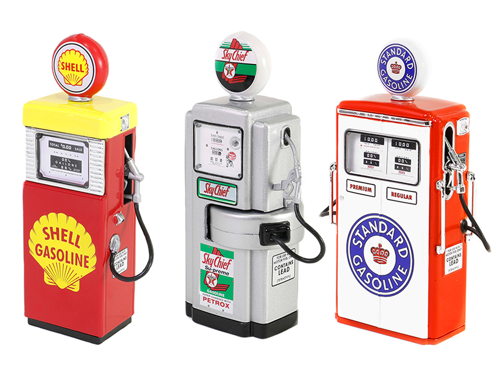 "Vintage Gas Pump" Set of 3 Pumps Series 15 1/18 Diecast Models by Greenlight