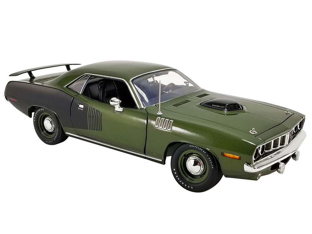 1971 Plymouth Hemi Barracuda Ivy Green with Black Graphics Limited Edition to 342 pieces Worldwide 1/18 Diecast Model Car by ACME