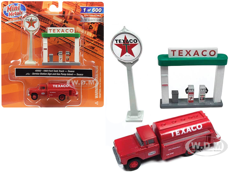 1960 Ford Tank Truck Red With Service Gas Station "texaco" 1/87 (ho) Scale Model By Classic Metal Works