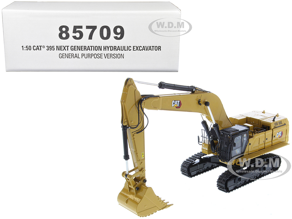 CAT Caterpillar 395 Next Generation Hydraulic Excavator (General Purpose Version) Yellow with Operator and Additional Tools High Line Series 1/50 Diecast Model by Diecast Masters