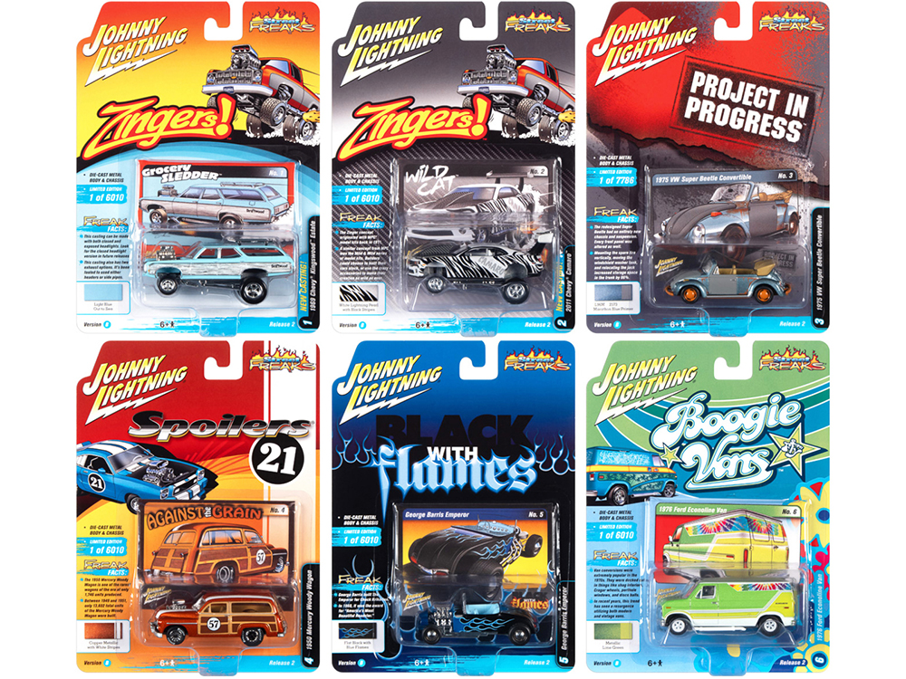 "Street Freaks" 2021 Set B of 6 Cars Release 2 1/64 Diecast Model Cars by Johnny Lightning