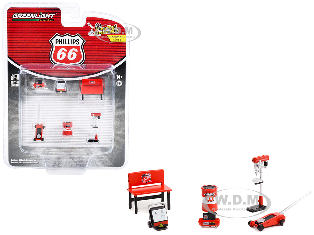 "Phillips 66" 6 piece Shop Tools Set "Shop Tool Accessories" Series 5 1/64 Models by Greenlight