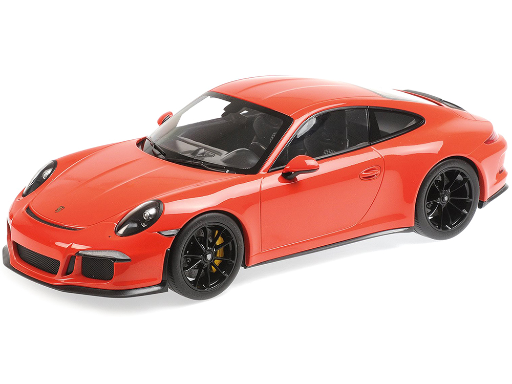 Image of 2016 Porsche 911 R Lava Orange with Black Wheels 1/12 Diecast Model Car by Minichamps