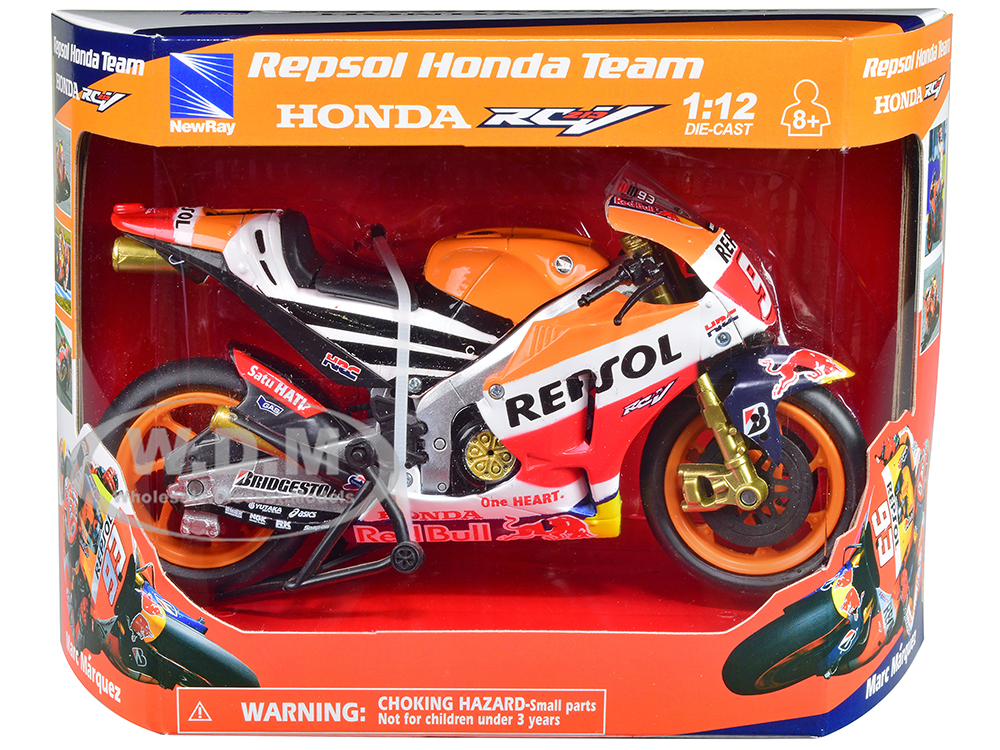 Honda RC213V Motorcycle 93 Marc Marquez "Repsol Honda Team" MotoGP (2015) 1/12 Diecast Model by New Ray