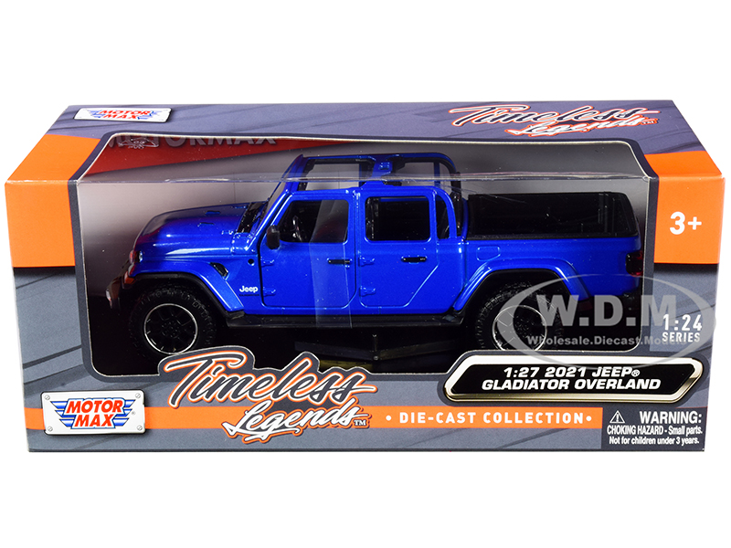2021 Jeep Gladiator Overland (Open Top) Pickup Truck Blue Metallic 1/24-1/27 Diecast Model Car by Motormax