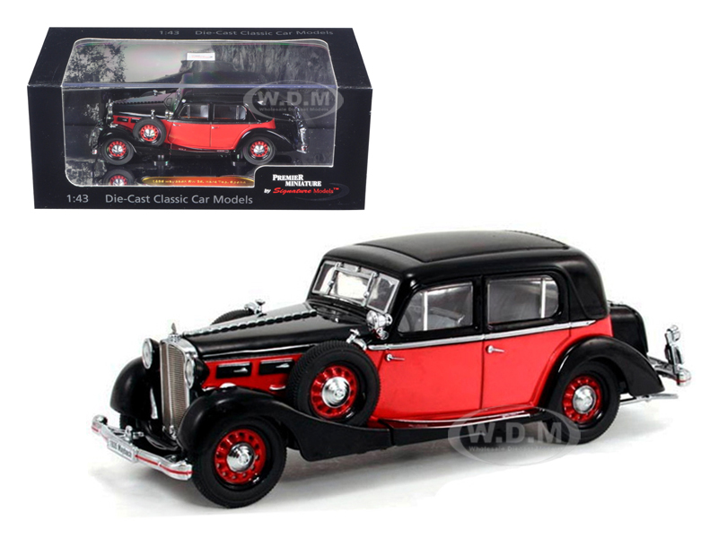 Image of 1935 Maybach SW35 Spohn Black/Red Hardtop 1/43 Diecast Car Model by Signature Models