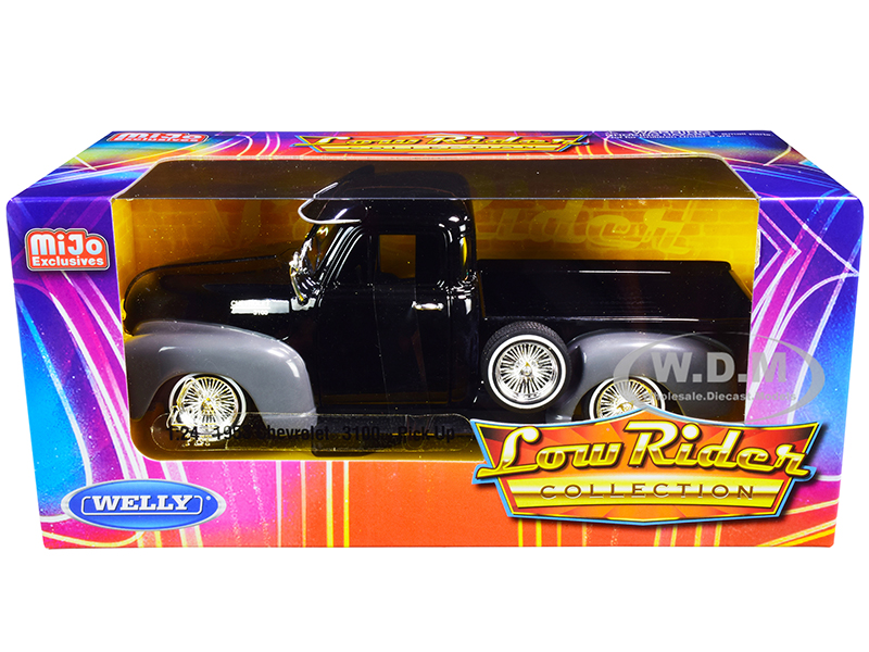 1953 Chevrolet 3100 Pickup Truck Black and Gray "Low Rider Collection" 1/24 Diecast Model Car by Welly
