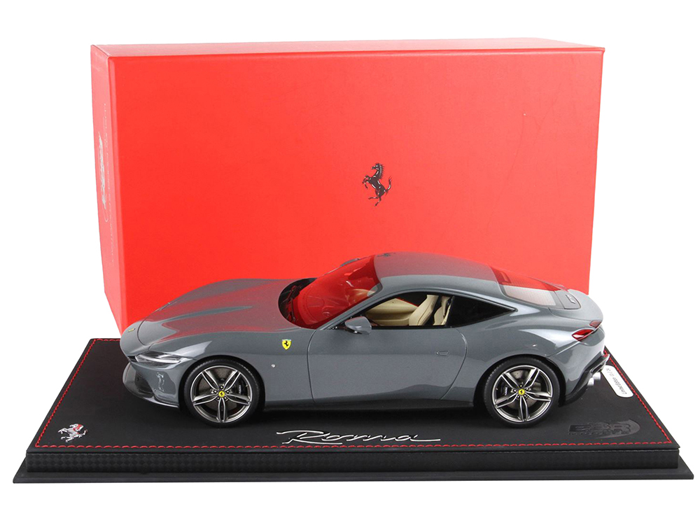 Ferrari Roma Medium Gray with DISPLAY CASE Limited Edition to 20 pieces Worldwide 1/18 Model Car by BBR