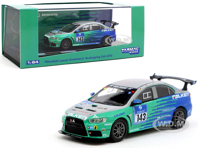 Image of Mitsubishi Lancer Evolution X 143 Nurburgring 24H (2010) "Falken Tires" 1/64 Diecast Model Car by Tarmac Works