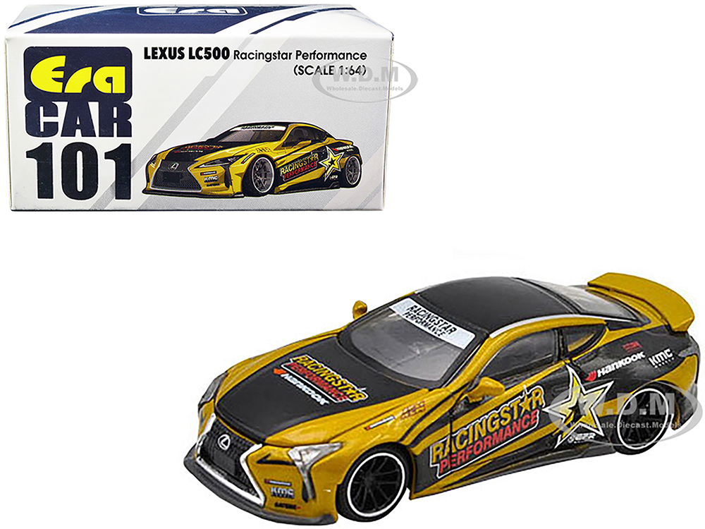 Lexus LC500 RHD (Right Hand Drive) Black and Gold Racingstar Performance 1/64 Diecast Model Car by Era Car